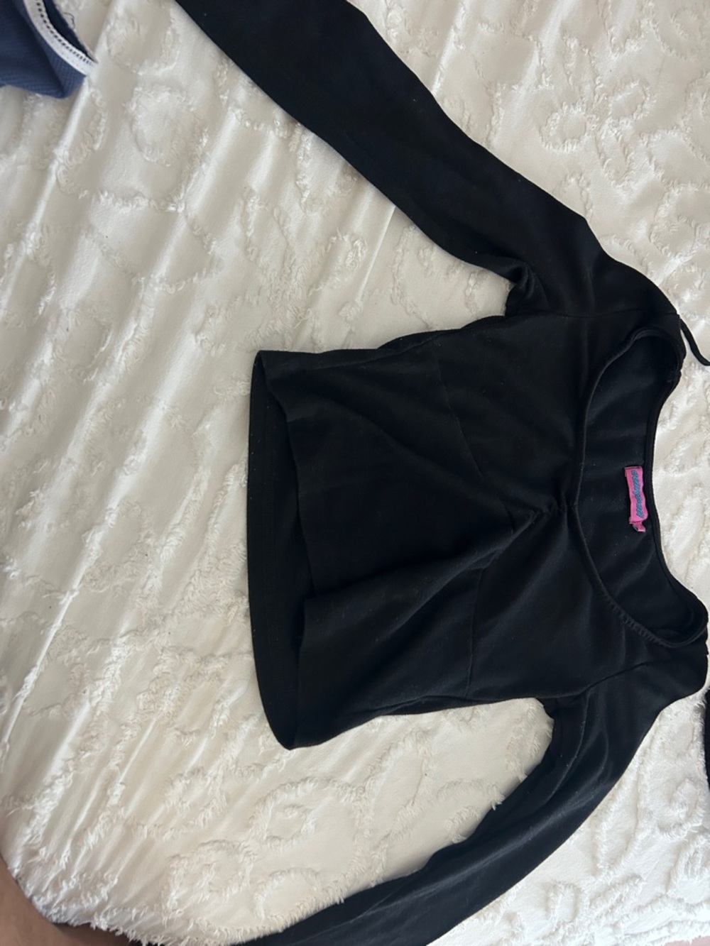 Edikted Black Scoop Neck Long Sleeve Top with Pink Logo Tag
